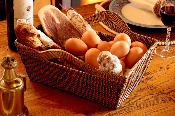 Rectangular Bread Basket with Handles, Medium