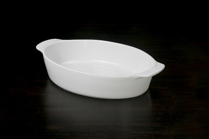 Calaisio Oval Casserole Stoneware Roaster Medium, White 3QT